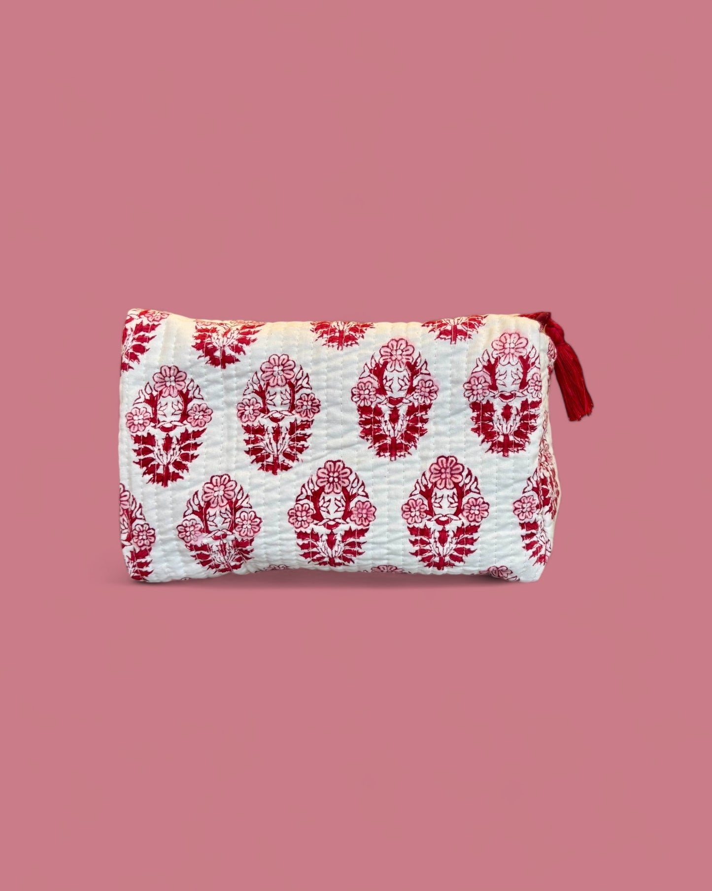 beauty case cotone fantasia rossa