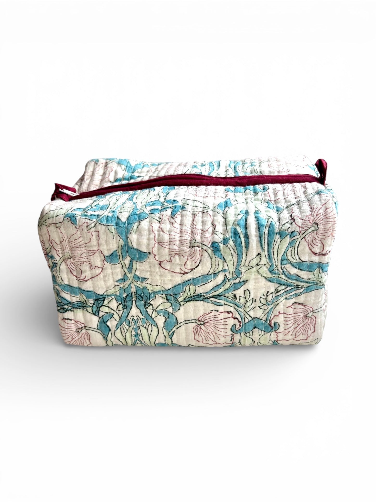 Beauty case da viaggio verde acqua e prugna