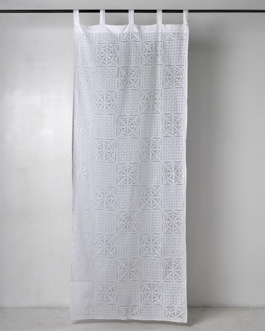 tenda bianca geometrica in cotone