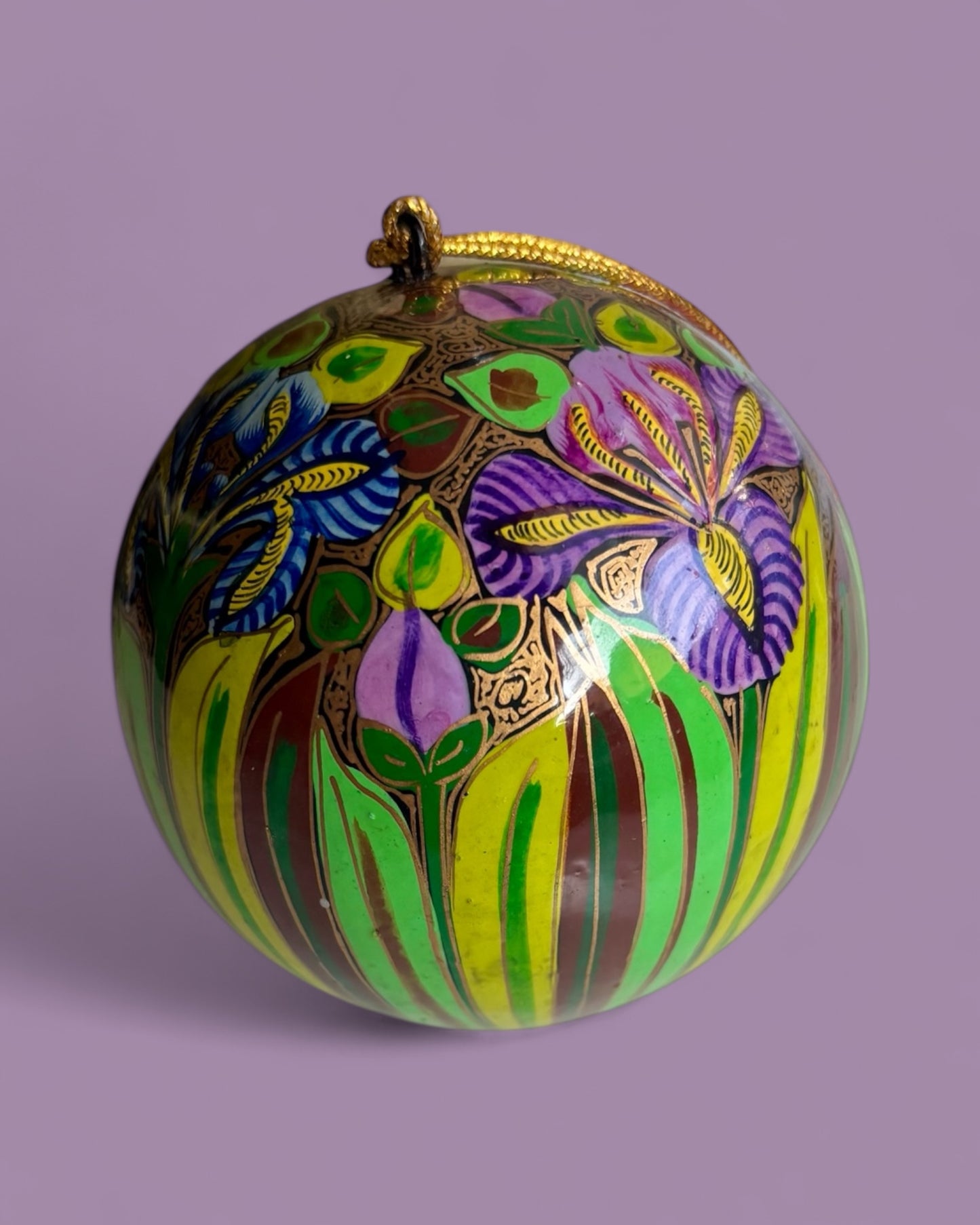 Bright floral papier-mâché Christmas ornament