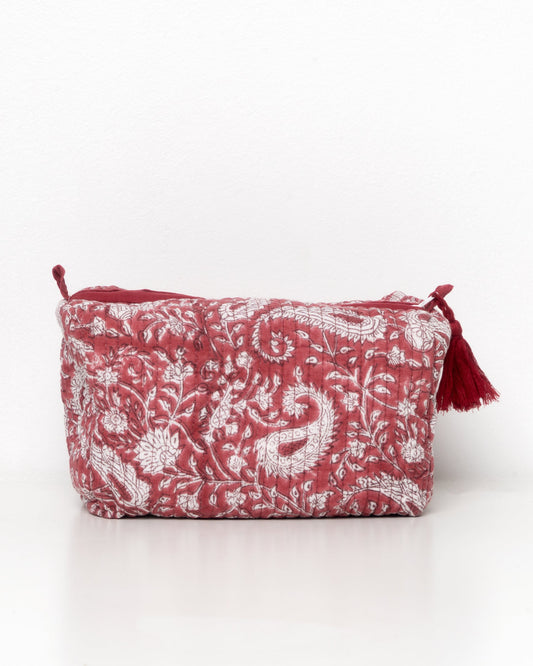 Beauty case donna grande in cotone block-print.