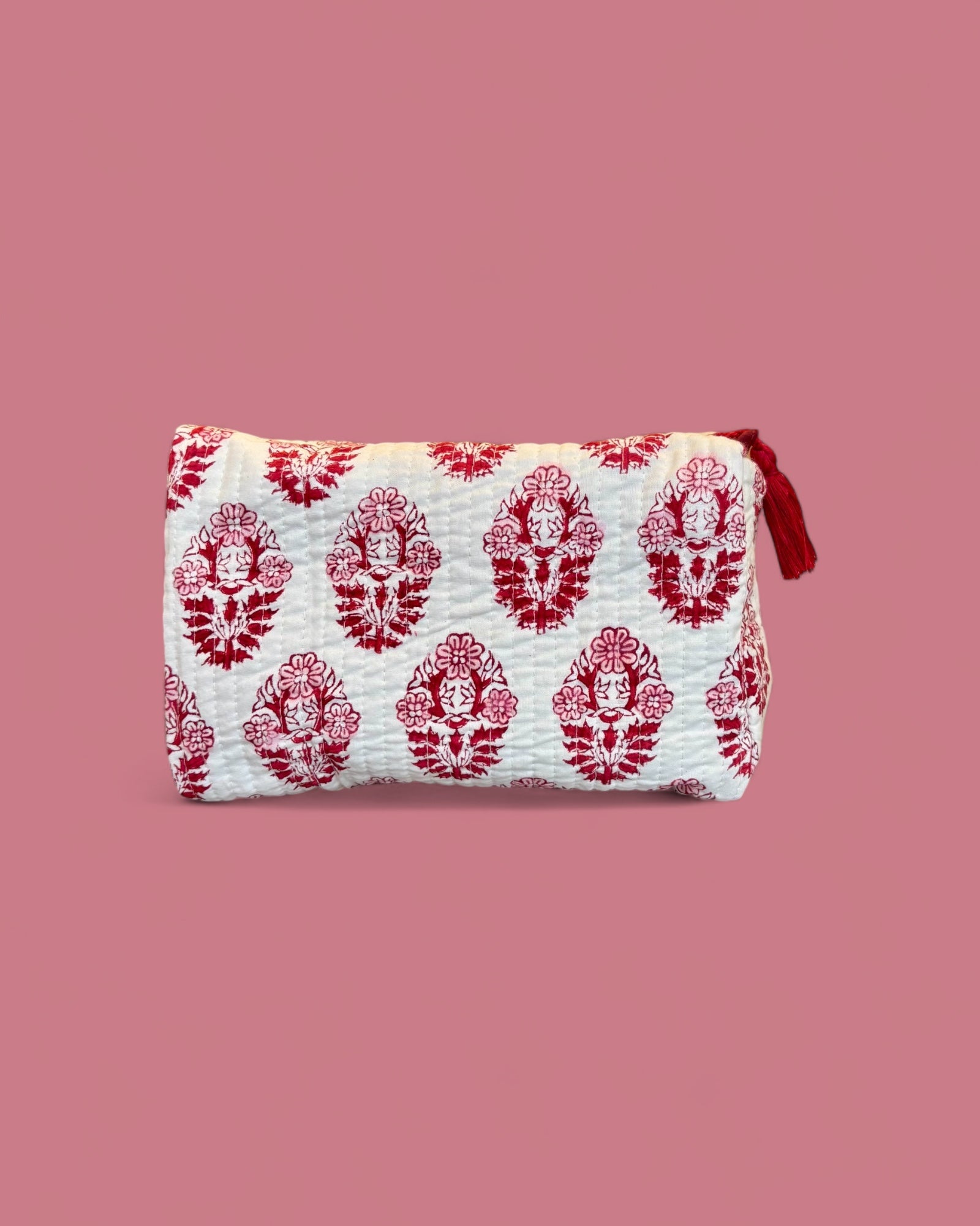 beauty case cotone fantasia rossa