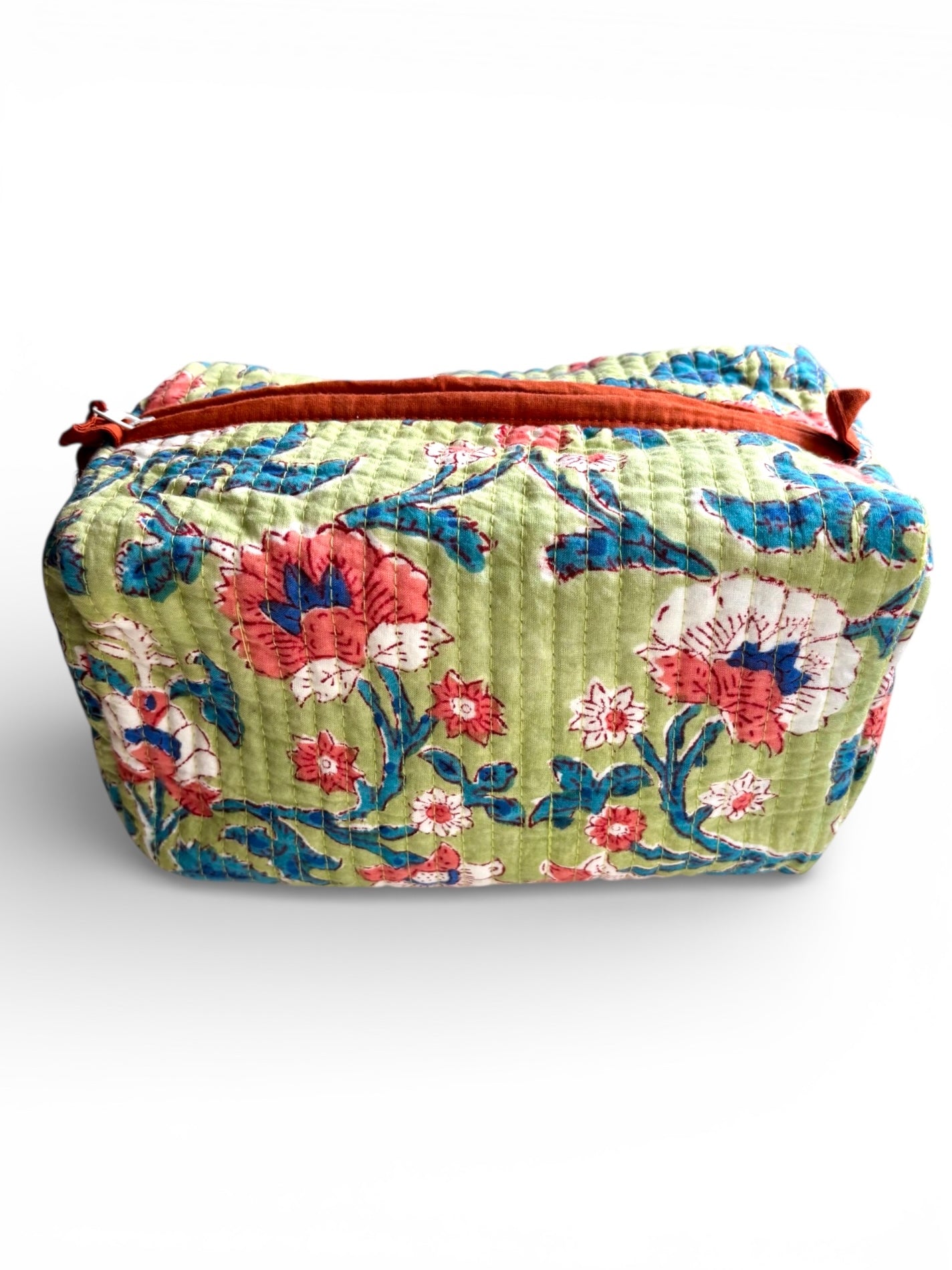 Trousse da viaggio pistacchio con fantasia floreale