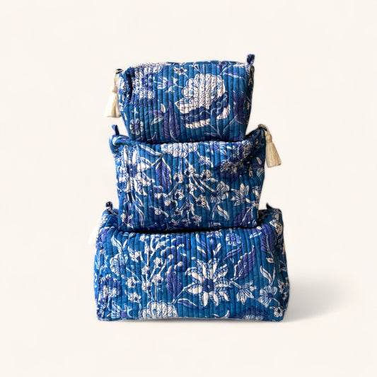 Marseille - hand block-printed set of toiletry bags