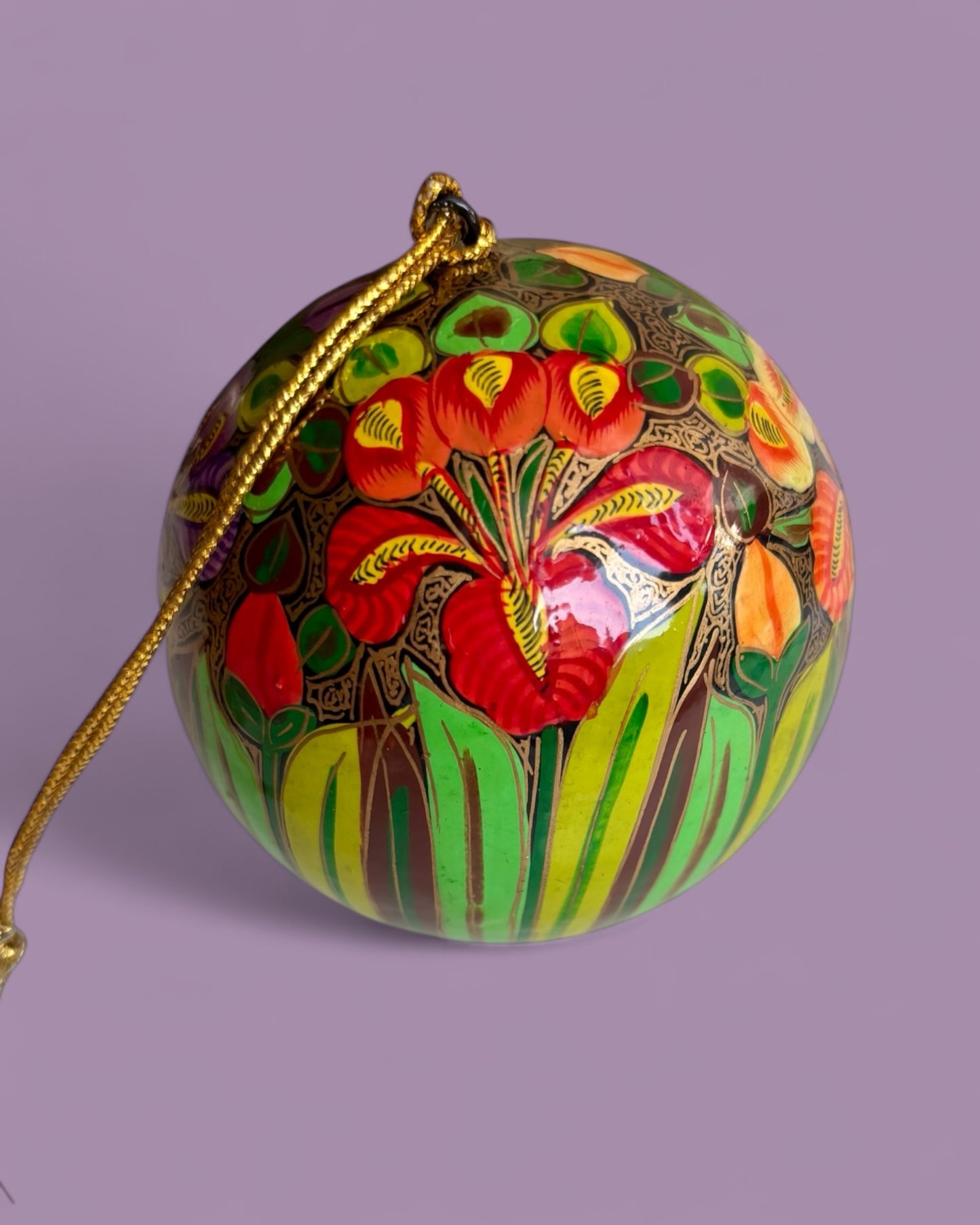 Pallina floreale colorata artigianale Kashmir