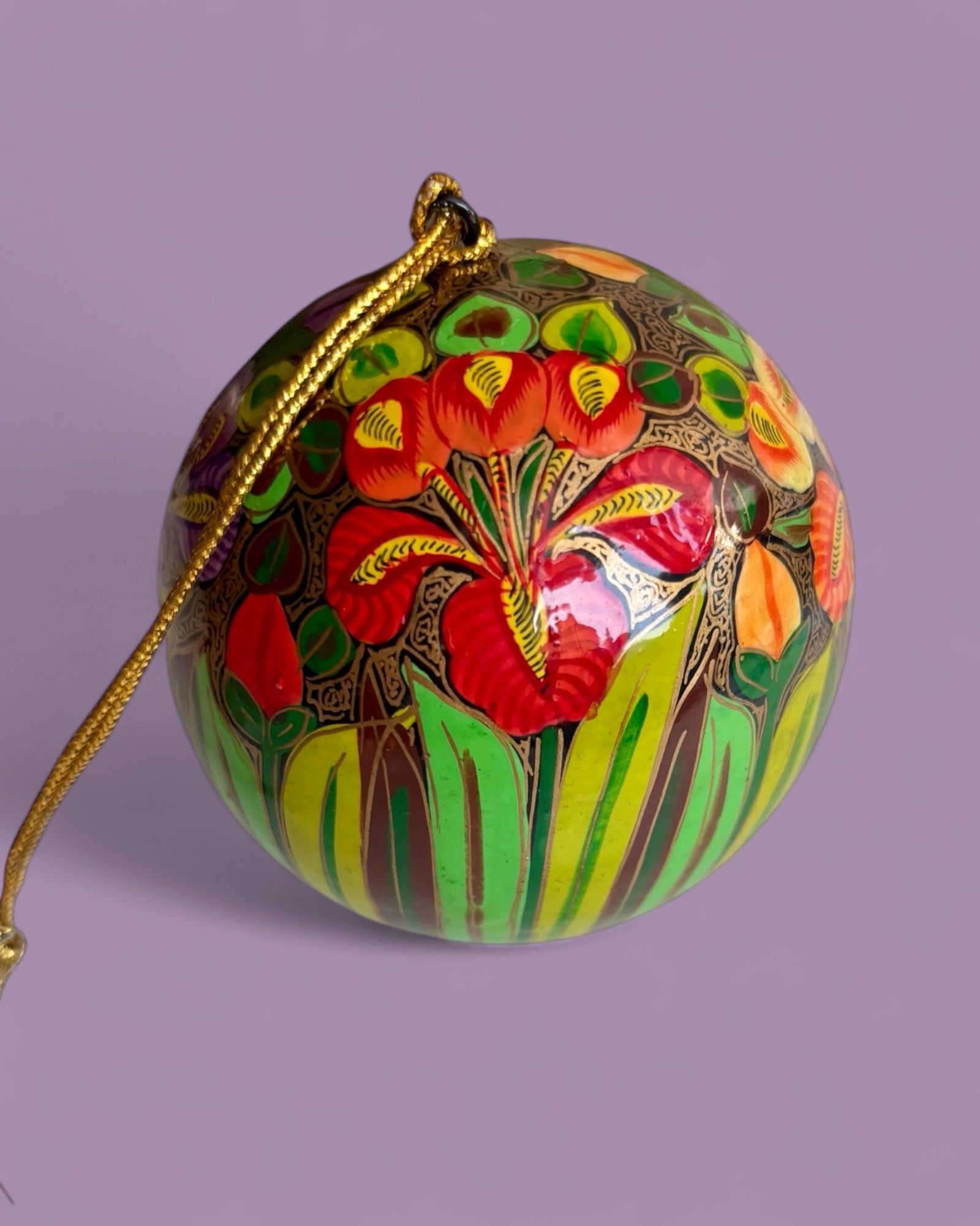 Pallina floreale colorata artigianale Kashmir