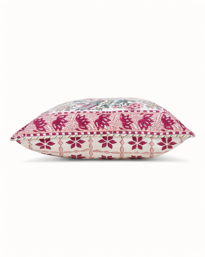 Luxury cotton throw pillow cover – Soft romantic design for living room or bedroom.