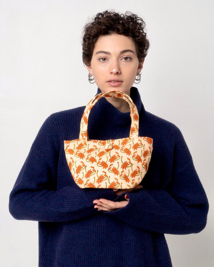 Minibag in cotone blockprint con stampa floreale