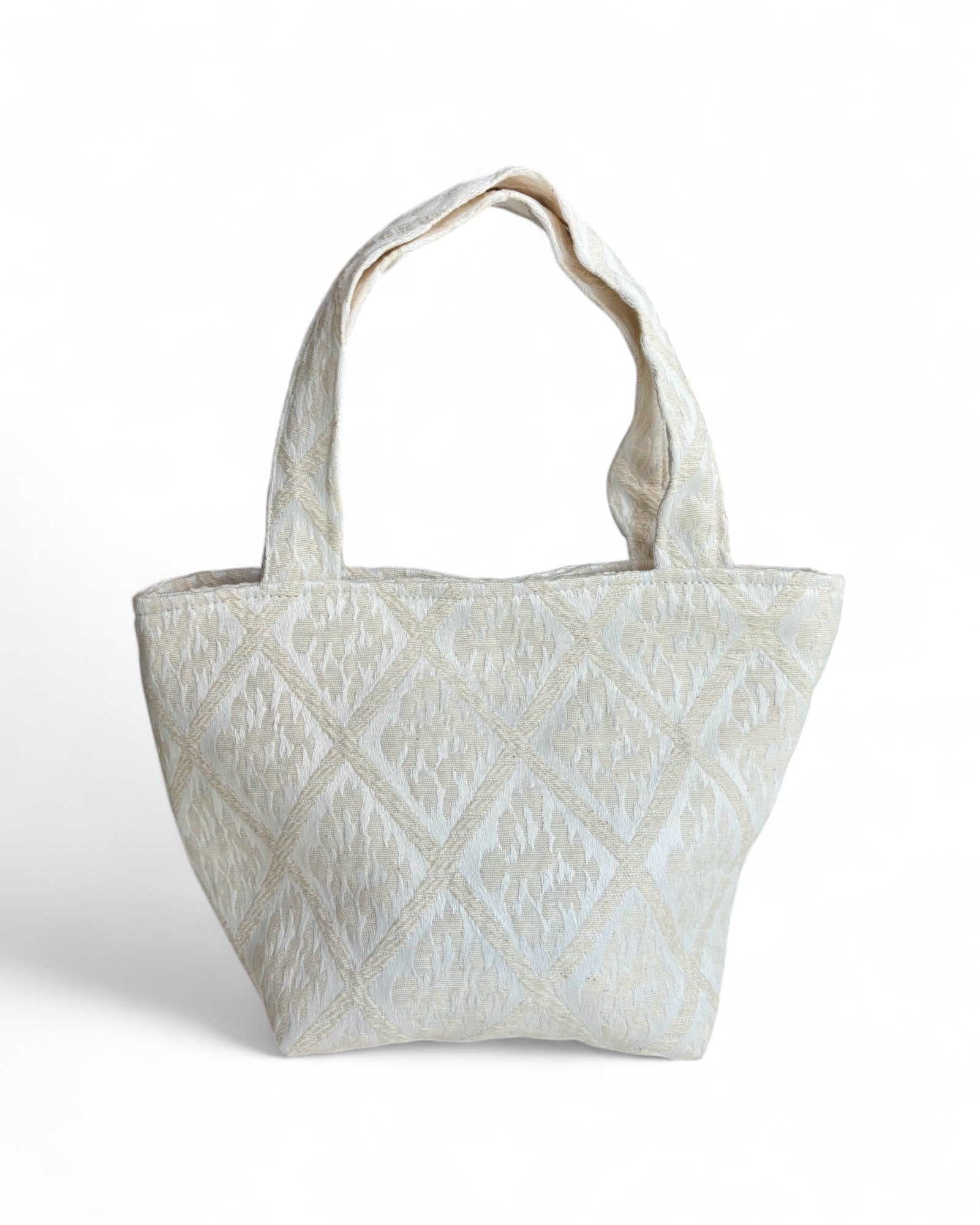 Borsetta bianca in cotone jacquard
