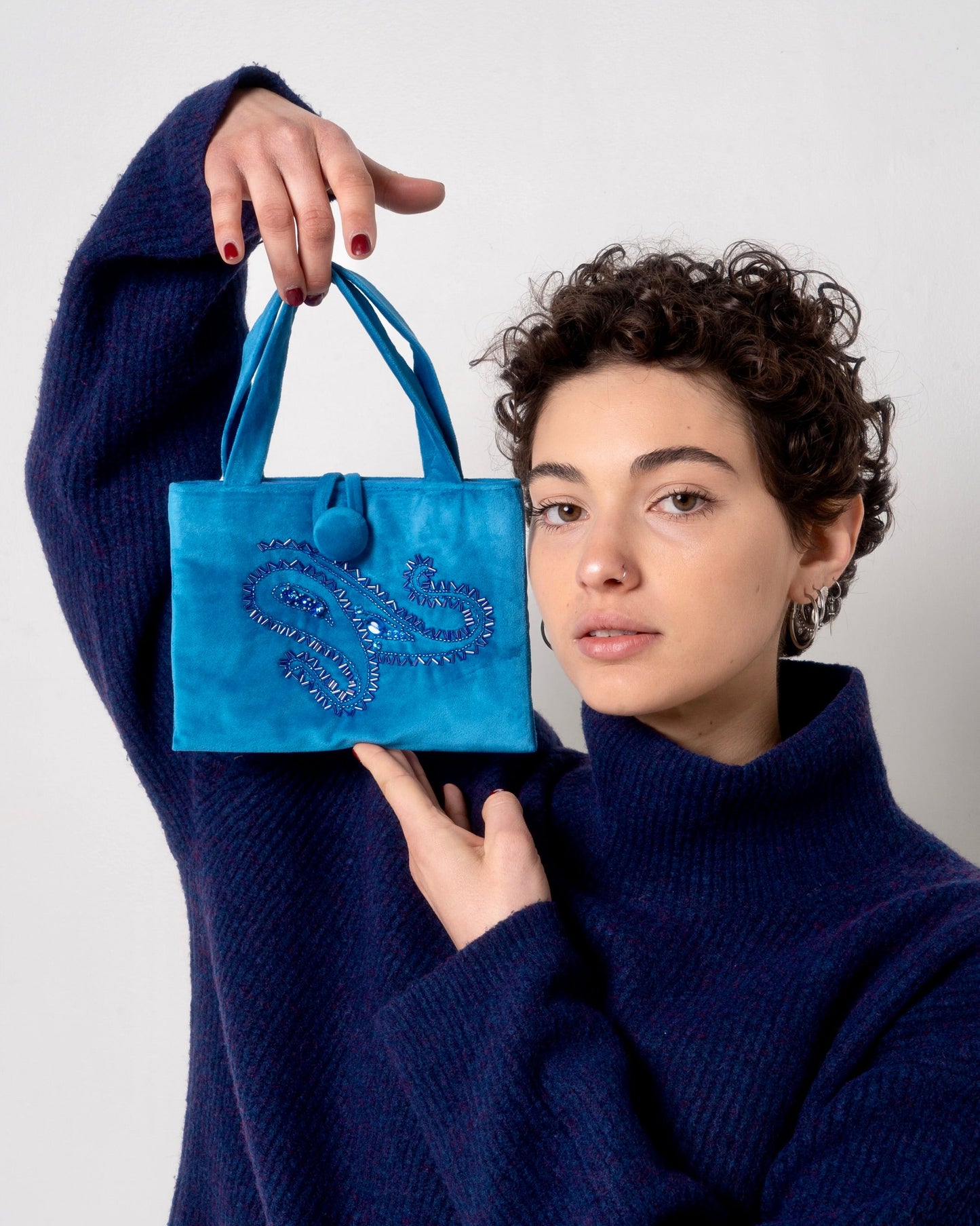 Diwali mini bag in velluto blu