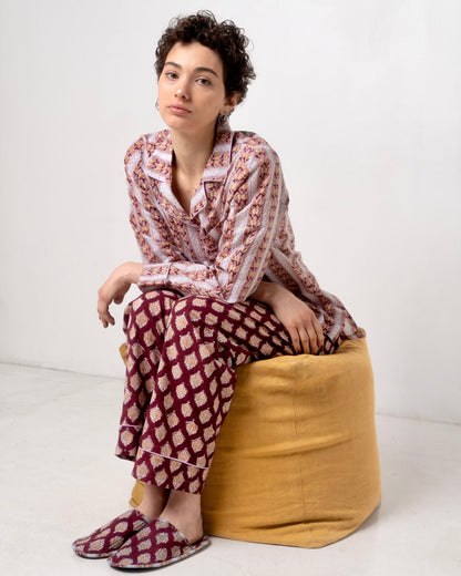 Completo pigiama in cotone blockprint