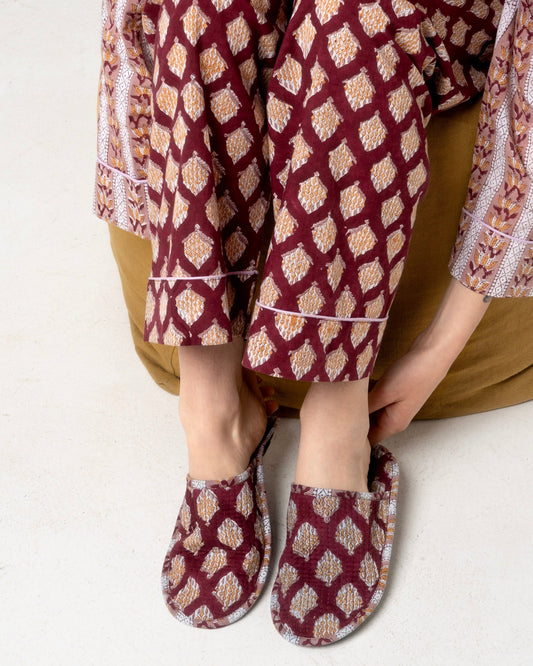 Bellissime pantofole da viaggio in cotone stampato