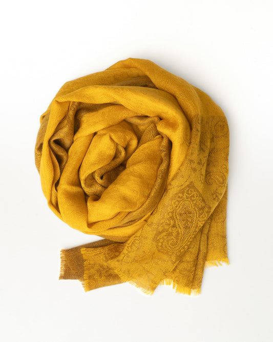 Sciarpa giallo acceso in lana fine